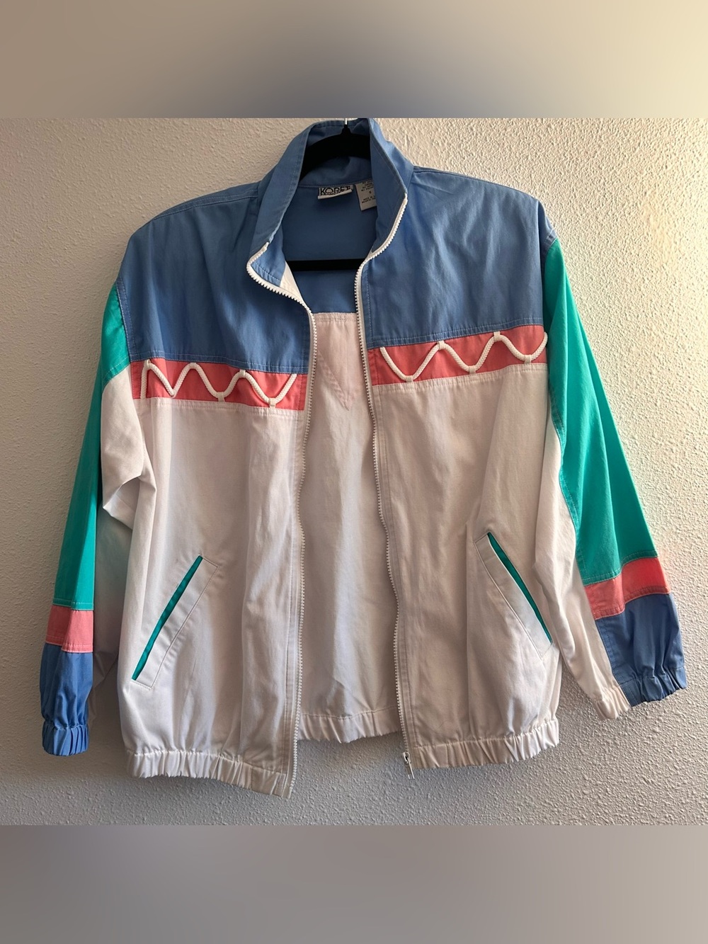 Koret Colorblock Bomber Jacket - White/Blue/Teal/Pink